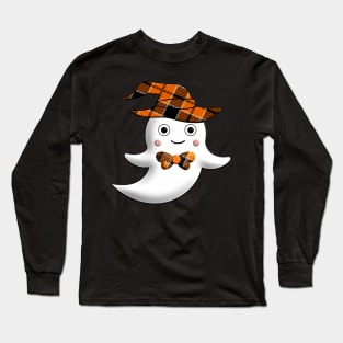 Mom Ghost Halloween funny witch hat and ribbon orange black twill 3D tridimensional 313 Long Sleeve T-Shirt